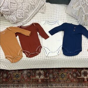 Baby thermal onesies - Blue, White, Brown and brick red